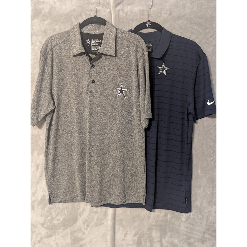 Nike Dallas Cowboys Polo Bundle Mens S Blue Grey NFL Dri-FIT Short Sleeve 2 Pack